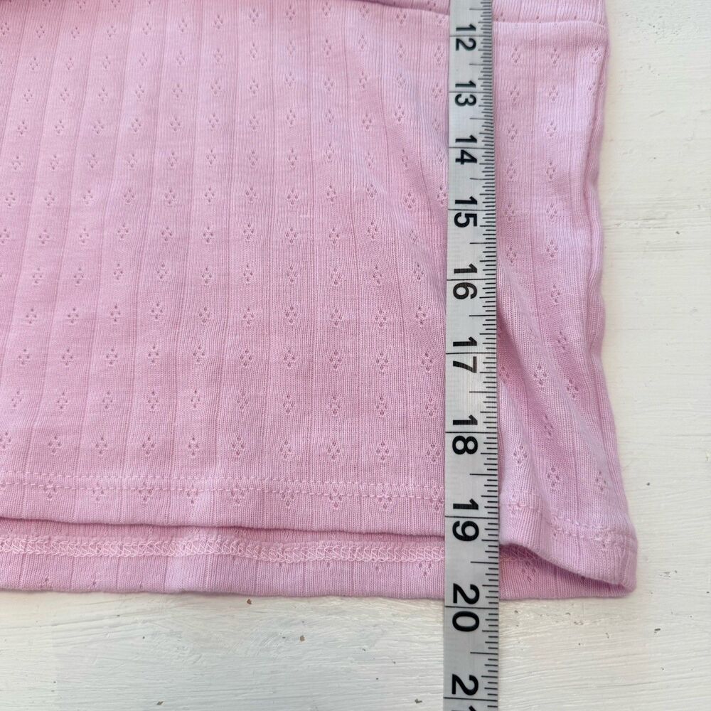 RSQ Long-Sleeve Shirt L Pink Pointelle Bow Coquette Cottagecore Cute BalletCore - Picture 11 of 14